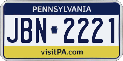 PA license plate JBN2221