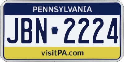 PA license plate JBN2224