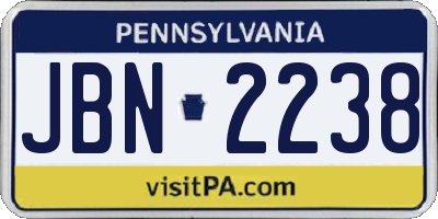 PA license plate JBN2238