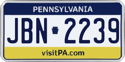 PA license plate JBN2239