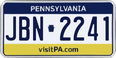 PA license plate JBN2241