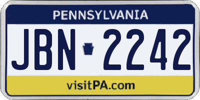 PA license plate JBN2242
