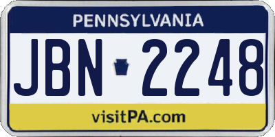 PA license plate JBN2248