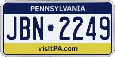 PA license plate JBN2249