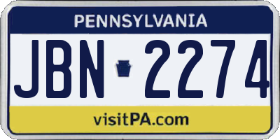 PA license plate JBN2274