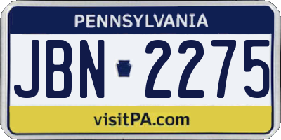 PA license plate JBN2275