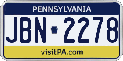 PA license plate JBN2278