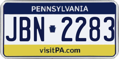 PA license plate JBN2283