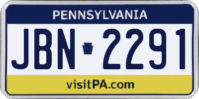PA license plate JBN2291