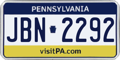 PA license plate JBN2292
