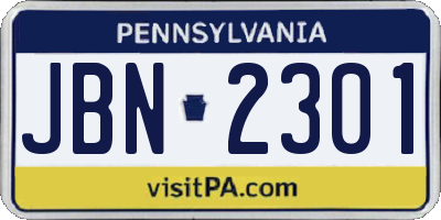 PA license plate JBN2301