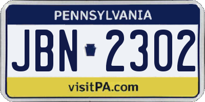 PA license plate JBN2302