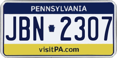 PA license plate JBN2307