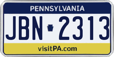 PA license plate JBN2313