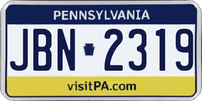 PA license plate JBN2319