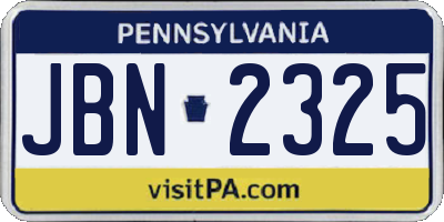 PA license plate JBN2325