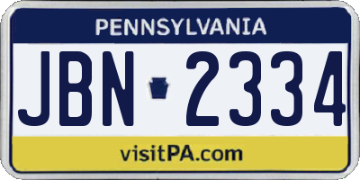 PA license plate JBN2334