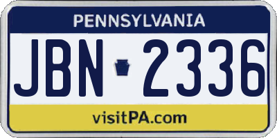 PA license plate JBN2336