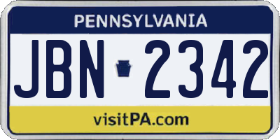 PA license plate JBN2342