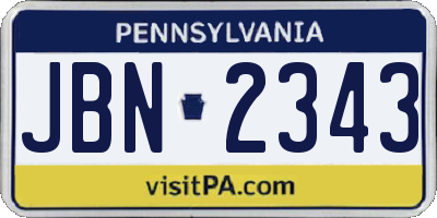 PA license plate JBN2343