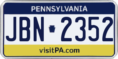 PA license plate JBN2352