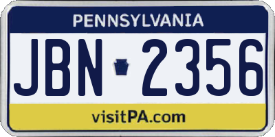 PA license plate JBN2356