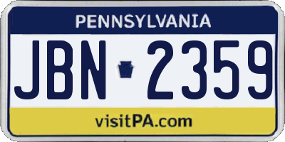 PA license plate JBN2359