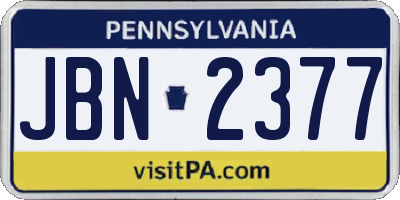 PA license plate JBN2377