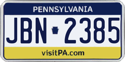 PA license plate JBN2385