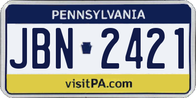 PA license plate JBN2421