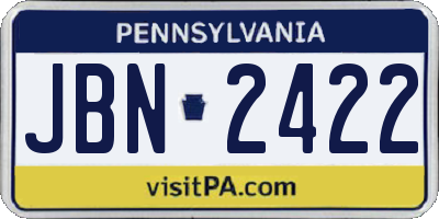 PA license plate JBN2422