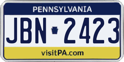 PA license plate JBN2423