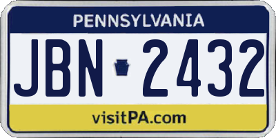PA license plate JBN2432