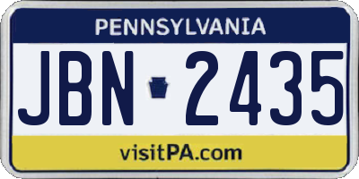 PA license plate JBN2435