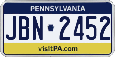 PA license plate JBN2452