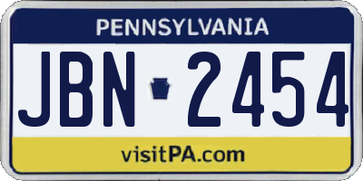 PA license plate JBN2454