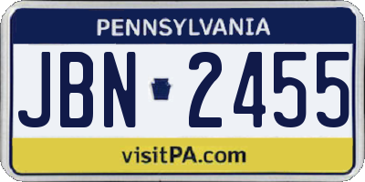 PA license plate JBN2455