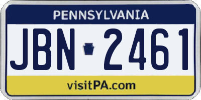 PA license plate JBN2461