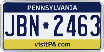 PA license plate JBN2463