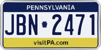 PA license plate JBN2471