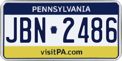 PA license plate JBN2486