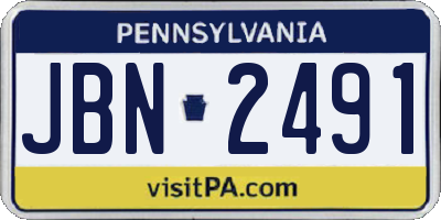 PA license plate JBN2491