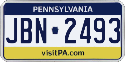 PA license plate JBN2493