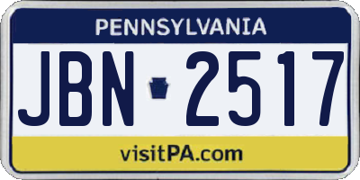 PA license plate JBN2517