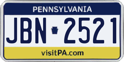 PA license plate JBN2521