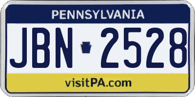 PA license plate JBN2528