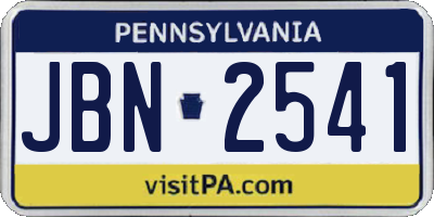 PA license plate JBN2541