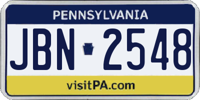 PA license plate JBN2548
