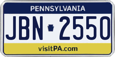 PA license plate JBN2550