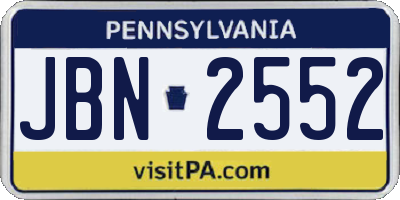 PA license plate JBN2552
